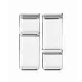 TASTY+ Square Canister Set of 4 - 2 x 0.7l & 2 x 1.6l Light Grey