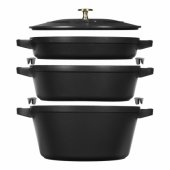 STAUB Set of 3 cast iron cookware with lid Staub