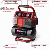 EINHELL Power X-Change cordless compressor TE-AC 18/ 75 Li OF-Solo, 18