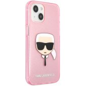 "KLHCP13SKHTUGLP TPU Full Glitter Karl Head Case iPhone 13 mini" Pink