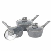 BW02986G1EU7 Marblestone 3-Piece Saucepan Set - 16/ 18/ 20cm