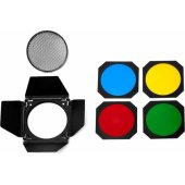 Barn Door Kit with Grid and Gels for 18cm Reflectors