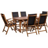 FABIOLA table and 6 chairs brown