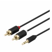 Stereo audio cable 3,5 mm 2xRCA 1m Black