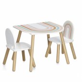 SET FOR KIDS RB 2CHAIRS/ DESK WHI WOOD CO
