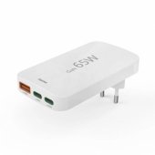 00201976 Flat Charger 220V With 2xUSB-C/ USB-A 65W White