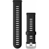 Silicone Band 22mm for Forerunner 955 Black with Silver Hardware