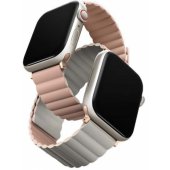 Magnetic Revix Silicone Strap for Apple Watch 45/ 44/ 42mm Pink/ Beige