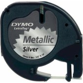 LetraTAG Tape 12mm x4m black on silver