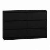 Topeshop nowoczesna duża komoda na 6 szuflad m6 120 czerń (M6 120 CZER