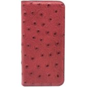 "Ostrich Genuine Leather Book Case iPhone 7" Red