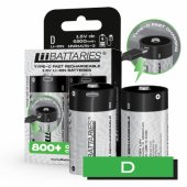 USB-C Rechargeable batteries Lithium-Ion LR20 D 6500mAh (2pcs)