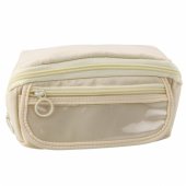 Pencil Case School Kit, Expandable, Roomy, Cream, Beige, 20x10cm