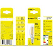 LED Филаментная лампа E14, C35T, 6W, 840lm, 3000K, 360°