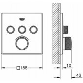 SmartControl Thermostat 3 Valves Square Chrome