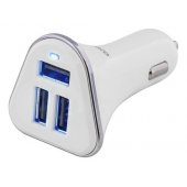 Car charger 5,2A 3xUSB white/ silver
