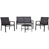 CANAAN table bench and 2 chairs black