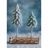 Christmas Tree Composition Decoration on a Trunk Covered with Snow 34