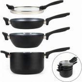 RH01840EU7 Stackable metallic marble pan set 4p