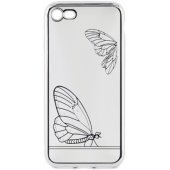 "Silicone Cover iPhone 7" Butterfly Silver