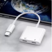 Audio adapter JH-032 USB-C to 2x USB-C White