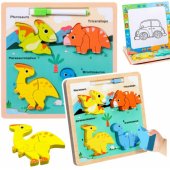 Puzzle Board 2in1 Wooden Educational Dinosaurs Marker