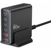 DC80W-GAN 6-Port Desktop Charger Black