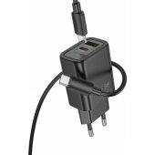 N61 20W 3A, 1 x USB-A / 1 x USB-C with Lightning Cable Black