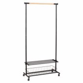 Clothes hanger trolley FOREST 80x36xH165cm, black/ natural