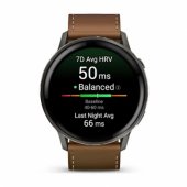 Venu 4 45mm Slate Black with Brown Leather Band 010-03014-03