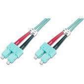 SC/ SC Fiber Optic Multimode Patch Cord OM3 1 m Aqua