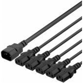 Power Cable IEC C14 to 5x IEC C13 2m Black