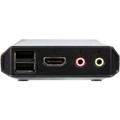 2-Port USB 4K HDMI Cable KVM Switch with Remote Port Selector