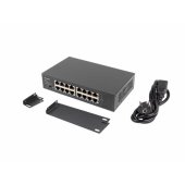 Switch 16x 1Gb Rack 10"/ 19" Black