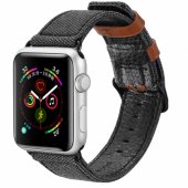 38/ 40mm Canvas Leather Strap Black/ Brown