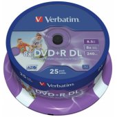 DVD+R 8.5GB Wide Printable-No ID Cake Box 25