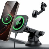 Magnetic Magsafe Dashboard Car Mount Wireless Charger Qi2 15W Black