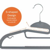 LA070598GRYFEU7 Grey Slimline Clothes Hangers - 8 Pac