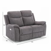 Recliner sofa MILO 2-seater with electric mechanism grey