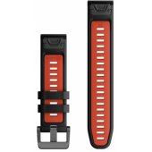 22mm QuickFit Silicone Strap Black/ Flame Red