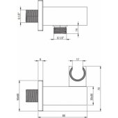 Deante Cascada Square elbow connection with shower head holder