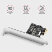Axagon PCES-SJ2 PCIe Controller 2x internal SATA 6G port, c