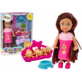 Mini Doll Long Hair Dress Three Dogs Bed