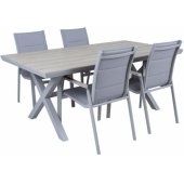 CORINNA table and 6 chairs grey