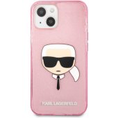 "KLHCP13SKHTUGLP TPU Full Glitter Karl Head Case iPhone 13 mini" Pink