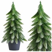 Artificial Decorative Christmas Tree in a Pot, Silver Finish, 32 x 12