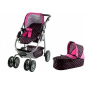 2in1 Doll Bogie and Stroller Alice - Black With Pink Dots
