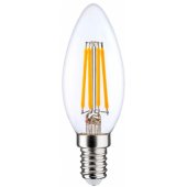 LED Диммируемая филаментная лампа E14, C35, 6W, 840lm, 3000K,360°