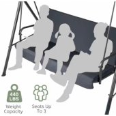 Three-person Garden Swing Rocking Cushions Mattress Gray