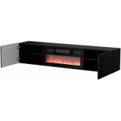 TULA 183x35x37 Black Matt + Black Fireplace